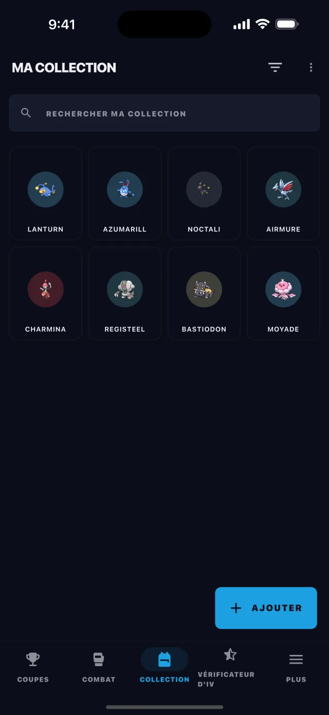 Pokémon enregistrés dans la Collection BattleFlow
