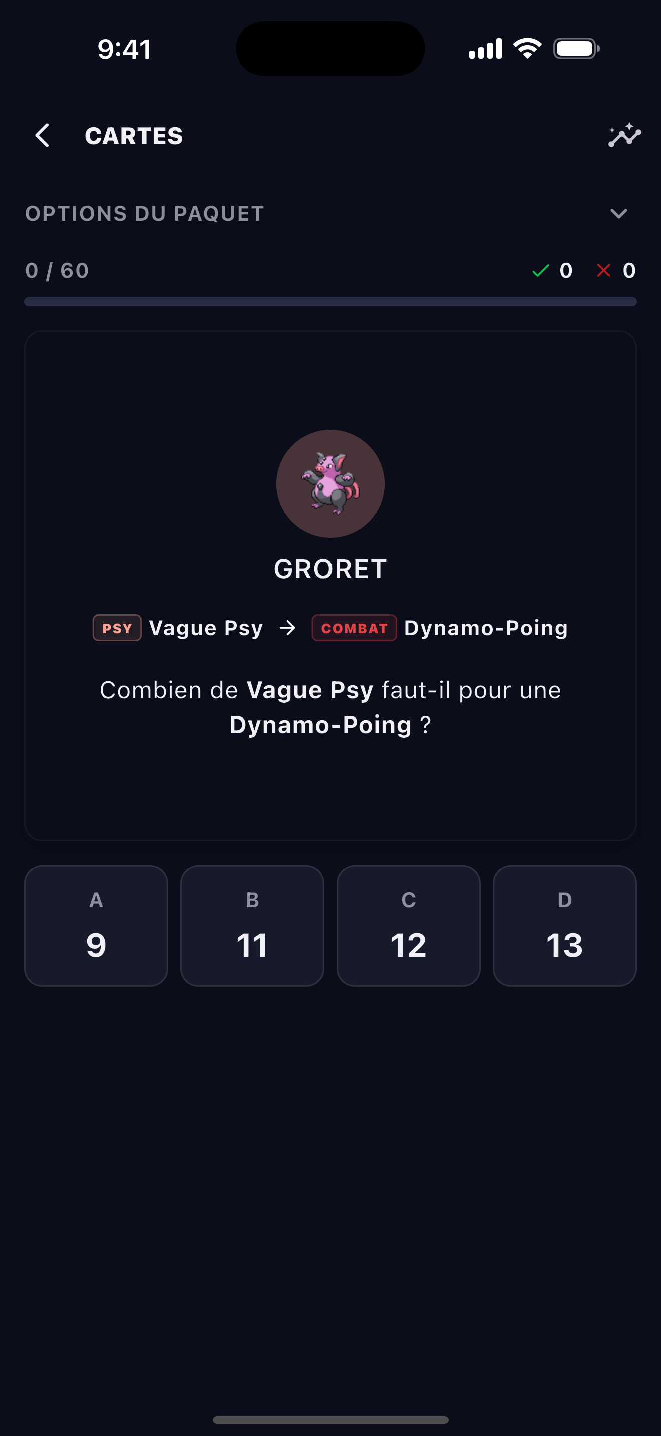 BattleFlow flashcards drilling Pokémon GO PvP matchups and move counts